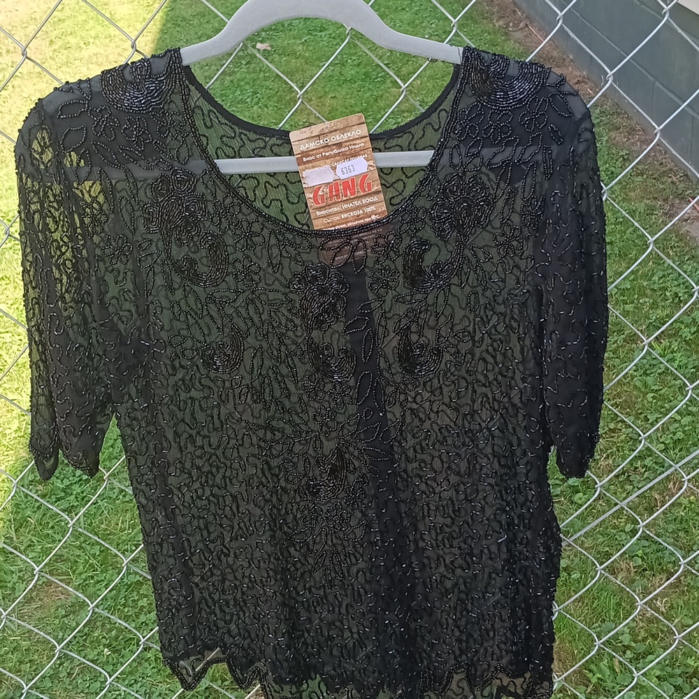 GANG beaded sheer top